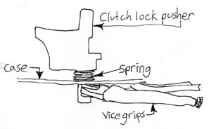 clutch lock pusher and spring reassembly detail