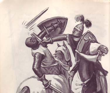 sword shatters during duel between knights on horseback