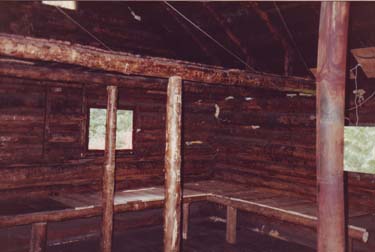interior of log cabin