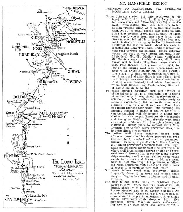 map and trail description from 1917 guidebook