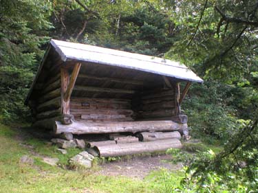log lean to camping shelter